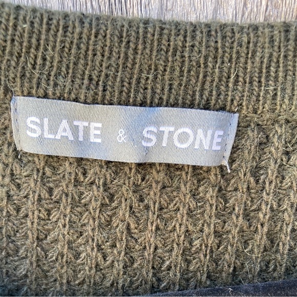 Men's Slate & Stone Green Waffle-Knit Sweater L Button Yoke Stretch Cashmere - Picture 2 of 12